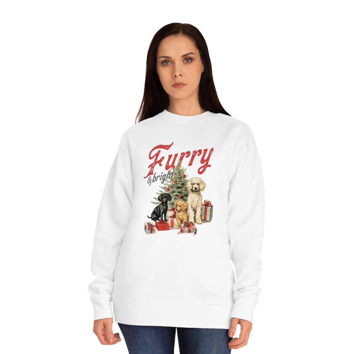 Furry & Bright | Unisex Christmas Crew Sweatshirt
