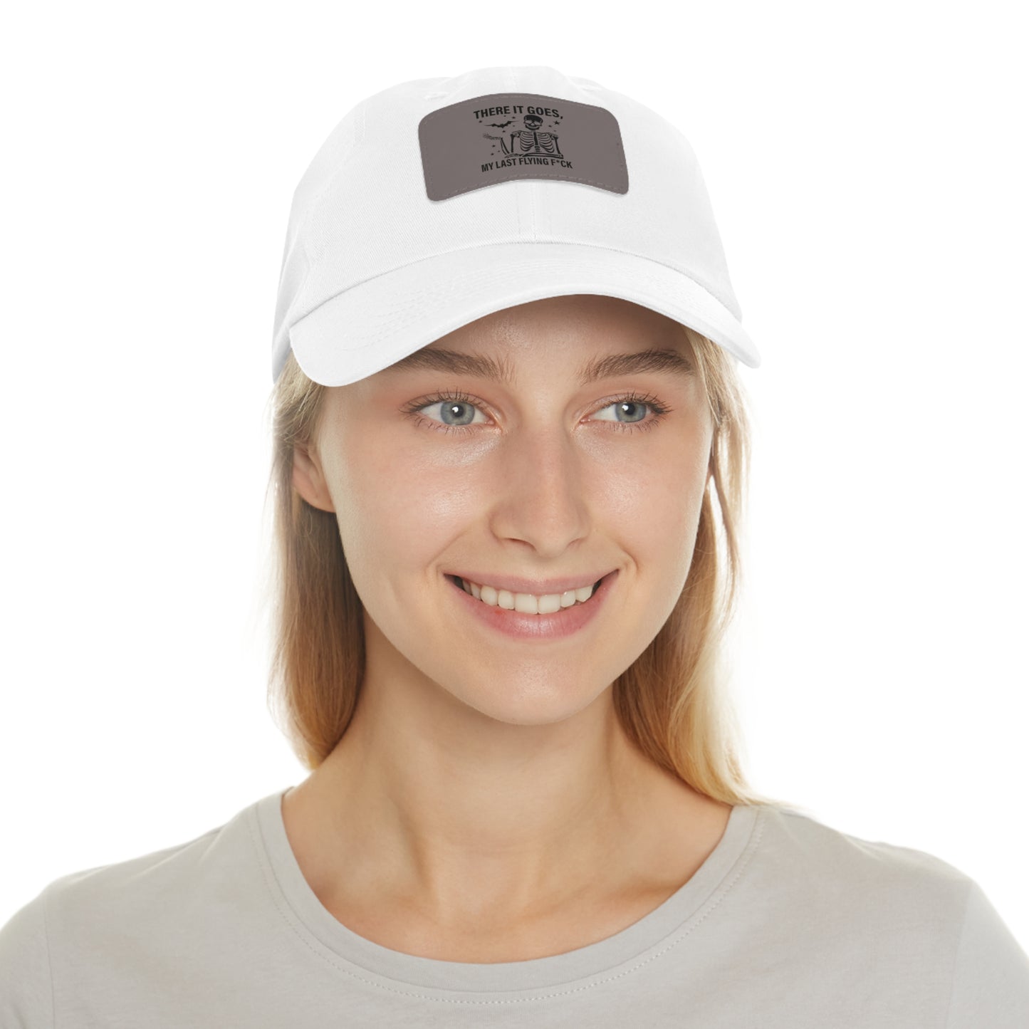 There It Goes My Last Flying Fuck | Dad Hat with Rectangular Leather Patch | Unisex Hat