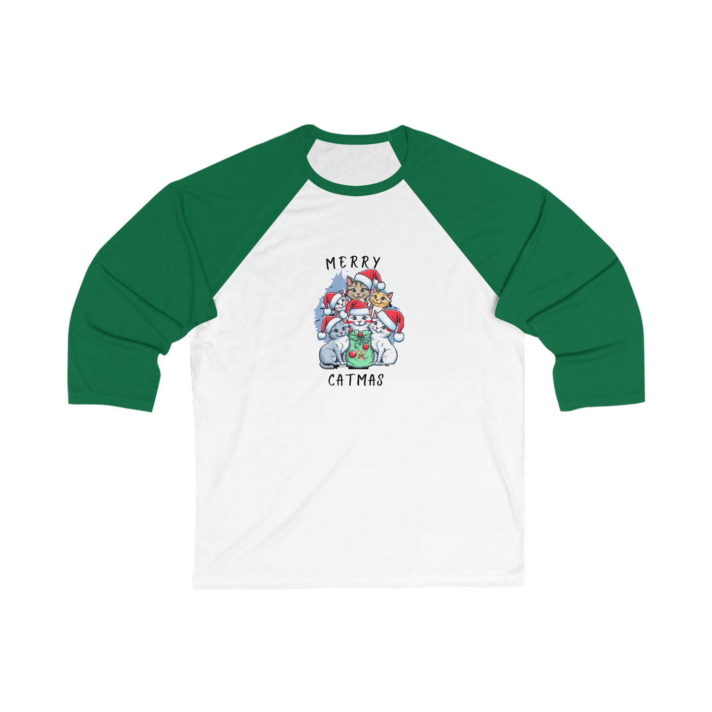 Merry Catmas 3\4 Sleeve Baseball Tee