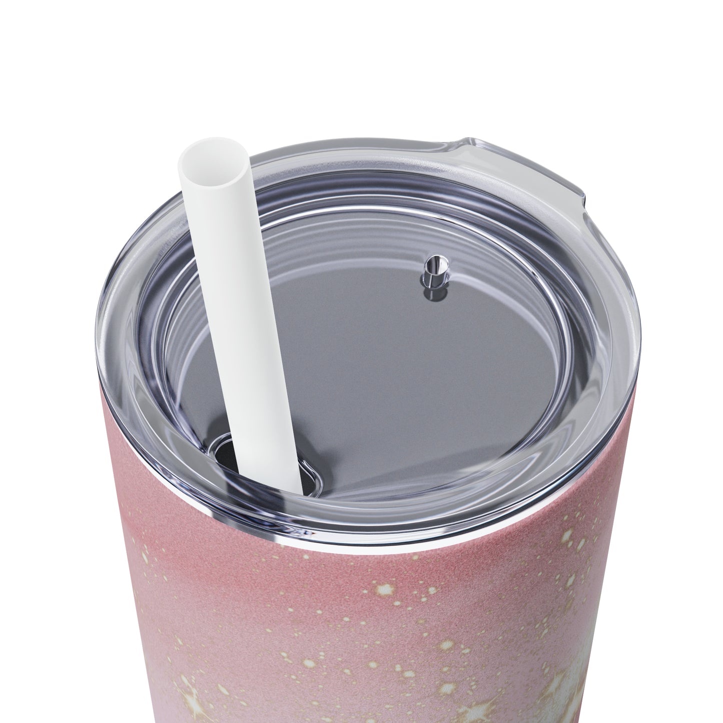 Butterfly Glitter | Pink Skinny Tumbler with Straw, 20oz | Great For Gift Giving | BPA-Free & Non-Toxic
