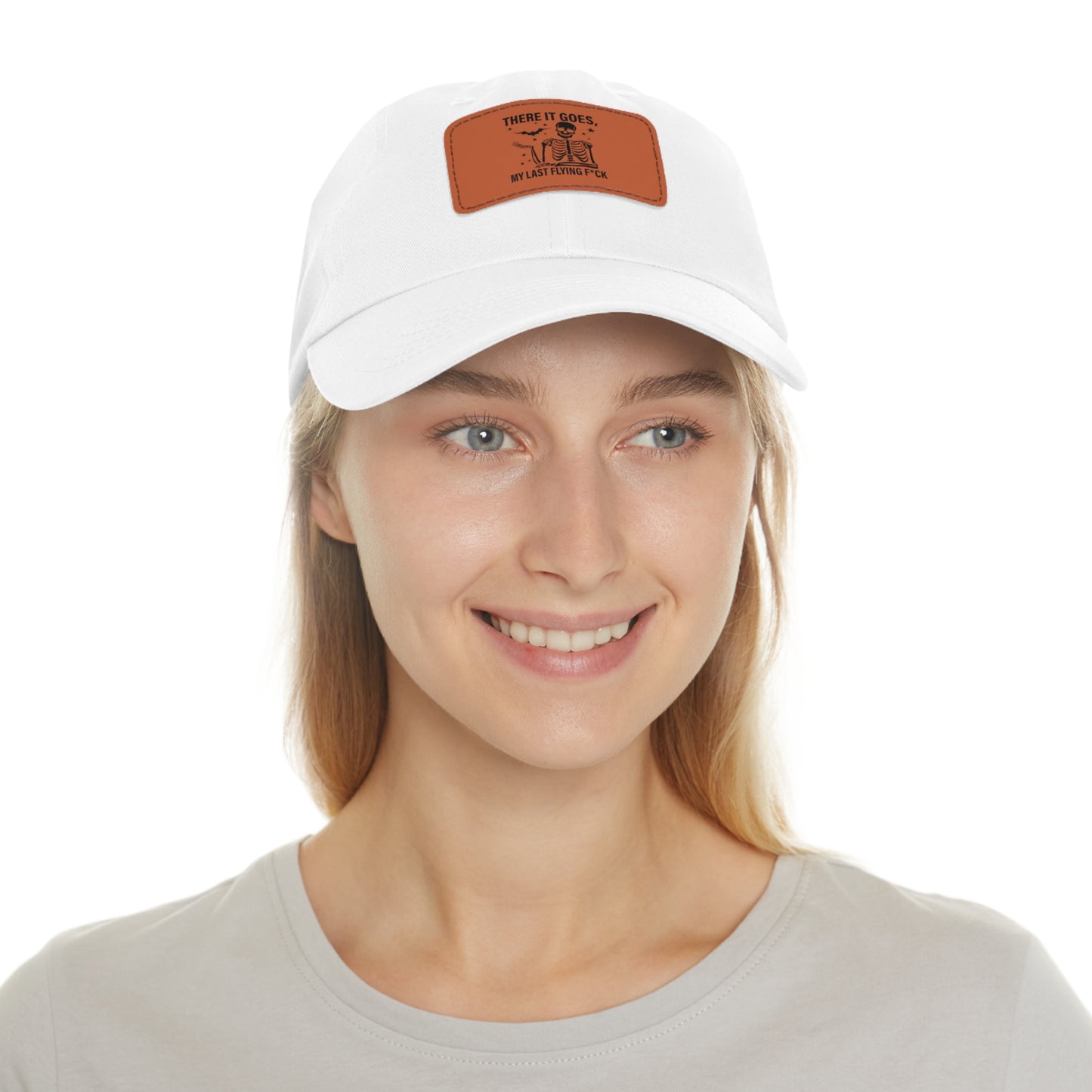 There It Goes My Last Flying Fuck | Dad Hat with Rectangular Leather Patch | Unisex Hat