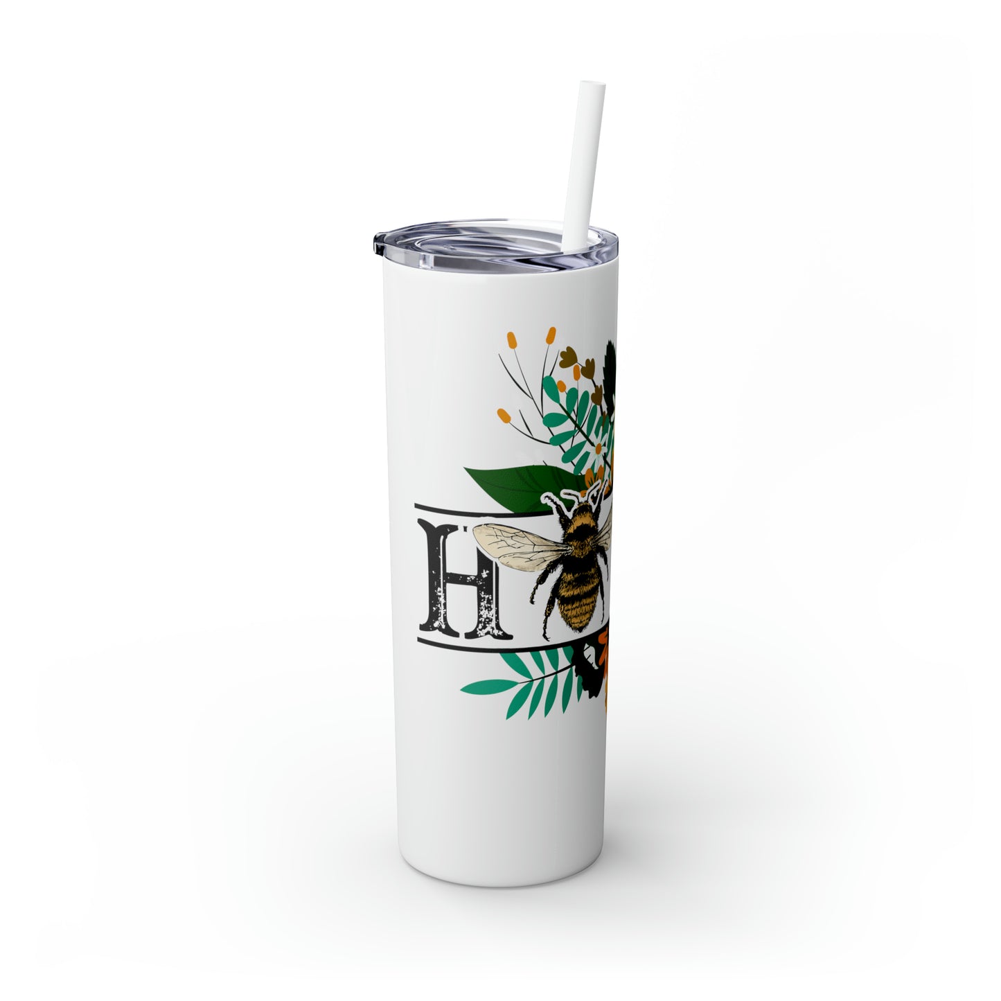 Be Happy | Skinny Tumbler with Straw, 20oz
