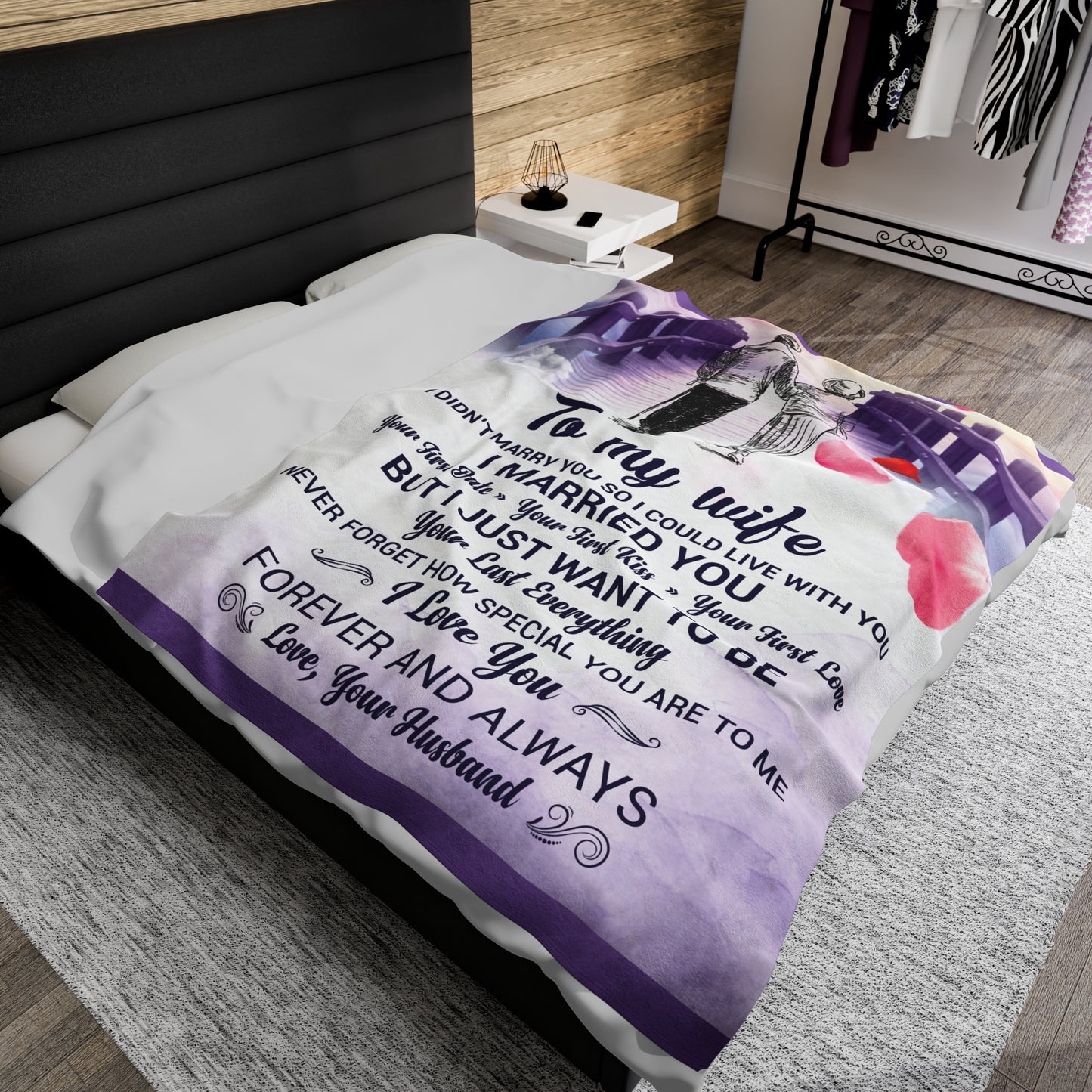 Unique Wife Gift From Husband | Velveteen Plush Blanket | Perfect Wife Gift