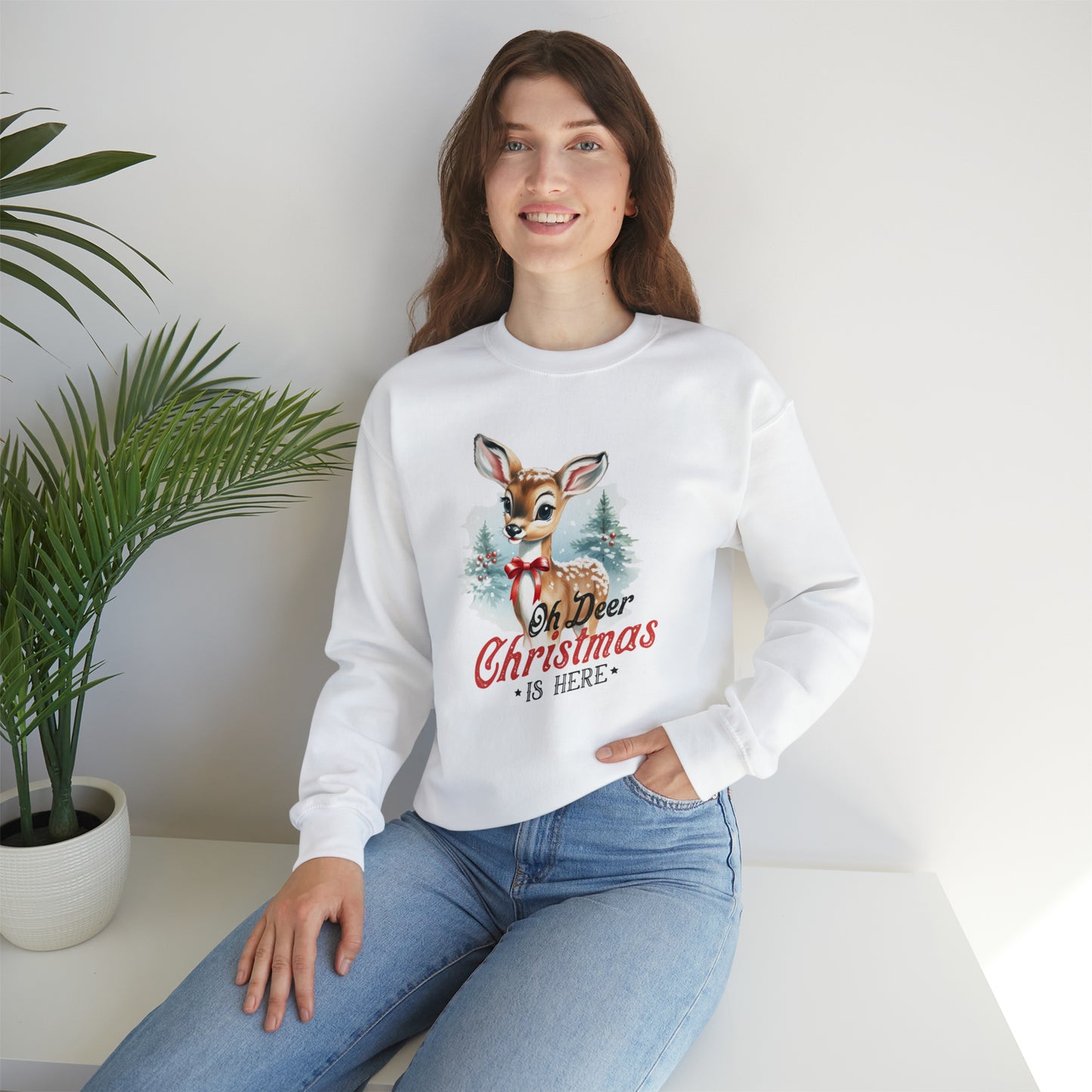 Oh Deer Its Christmas | Crewneck Sweatshirt | Unisex Sizing