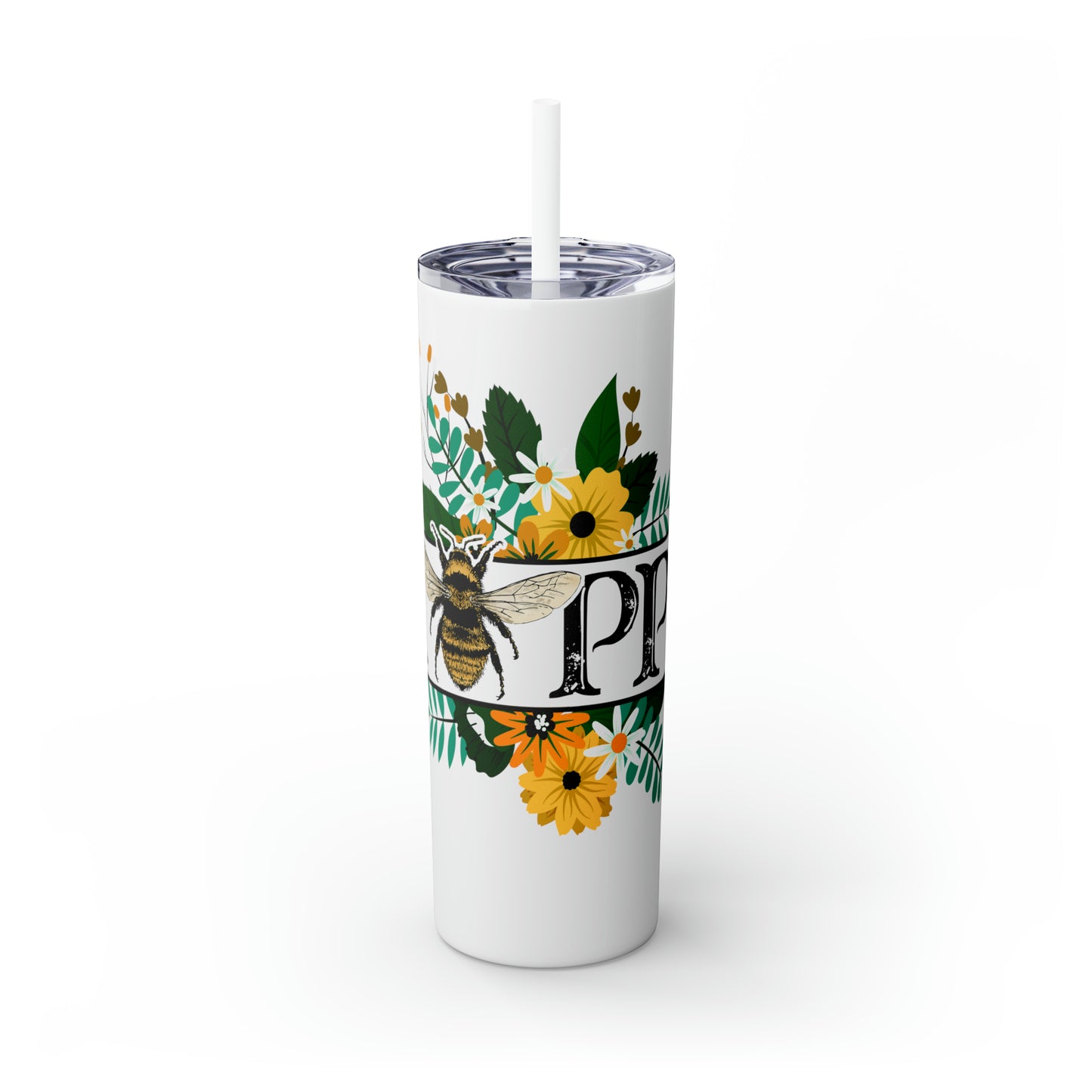 Be Happy | Skinny Tumbler with Straw, 20oz