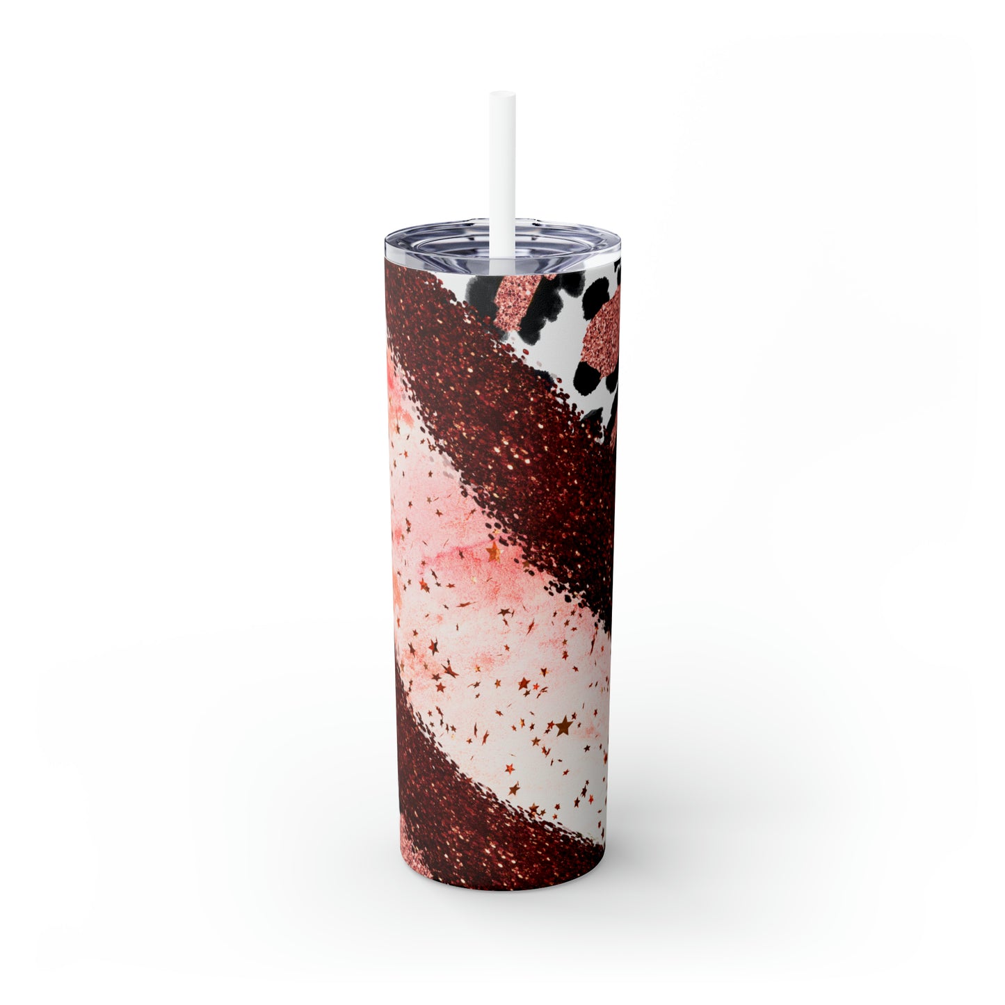 Glitters & Leopard | Skinny Tumbler with Straw, 20oz