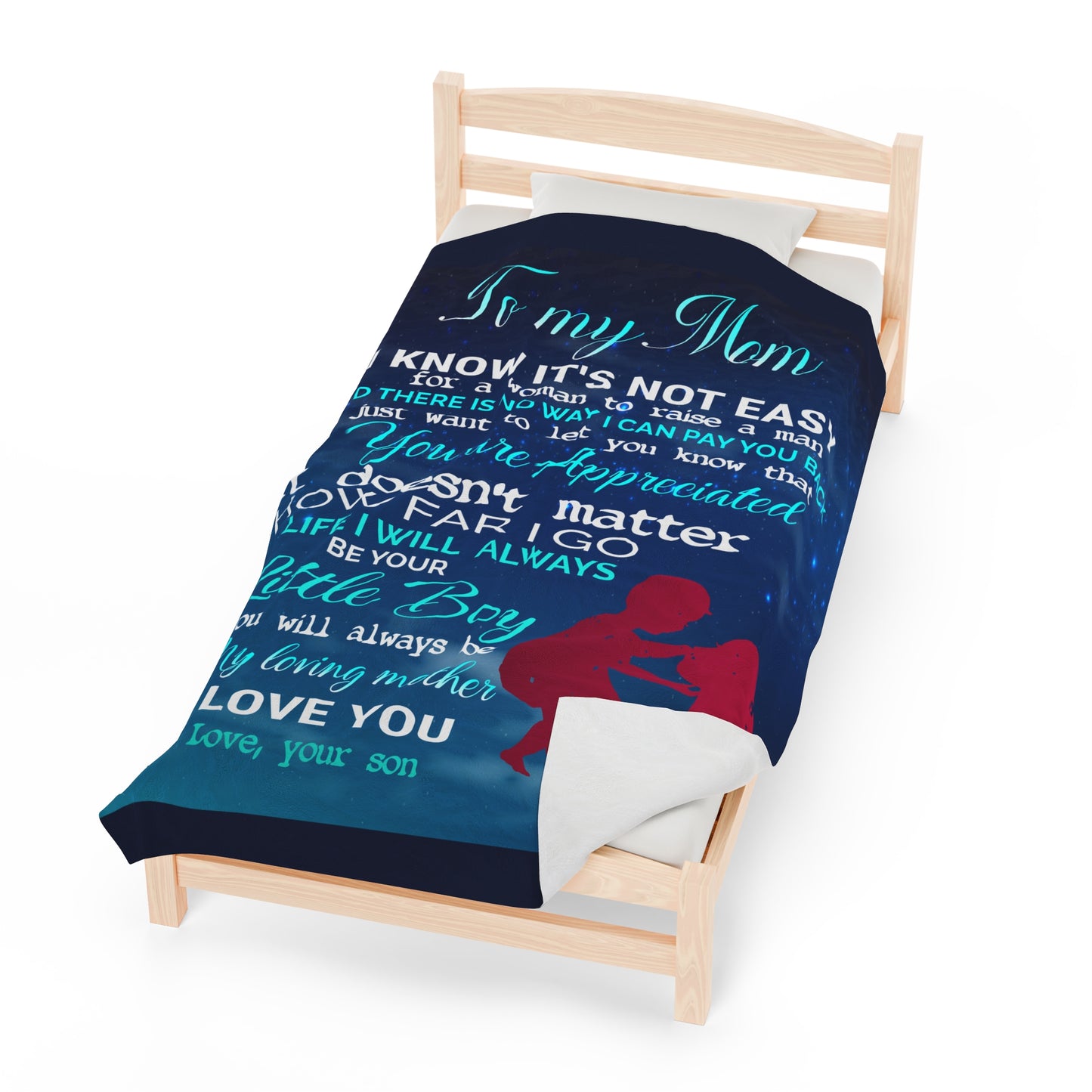 My Mom Velveteen Plush Blanket | Perfect Son Mother Gift | Gift To Mom From Son | 60" X 80"
