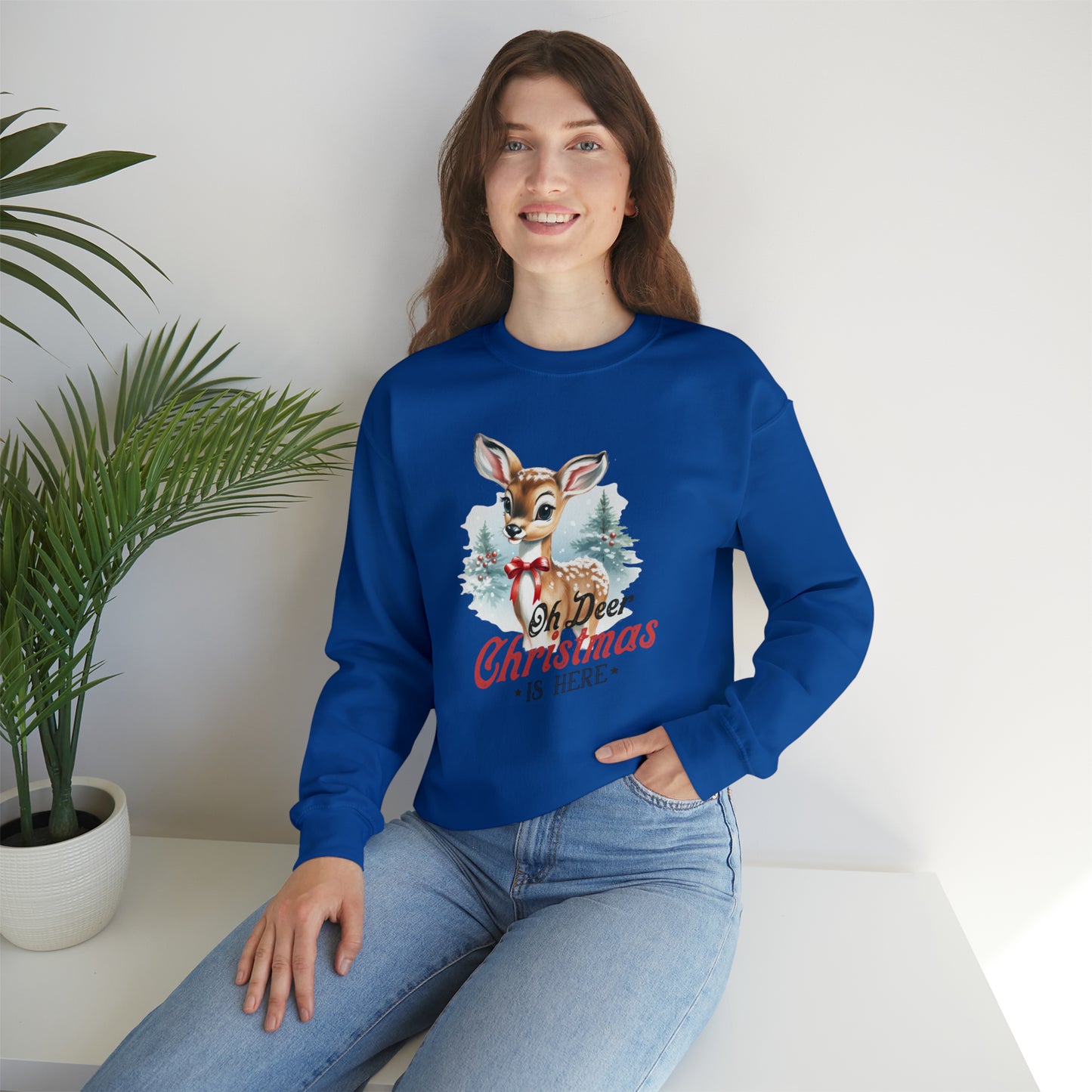 Oh Deer Its Christmas | Crewneck Sweatshirt | Unisex Sizing