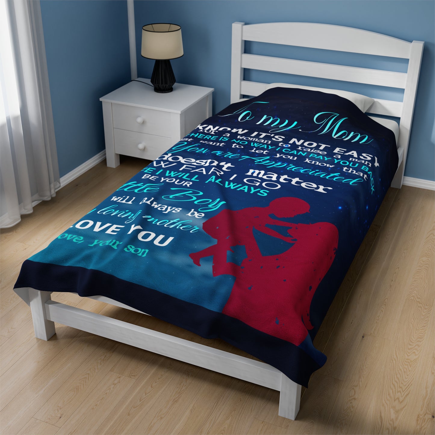 My Mom Velveteen Plush Blanket | Perfect Son Mother Gift | Gift To Mom From Son | 60" X 80"