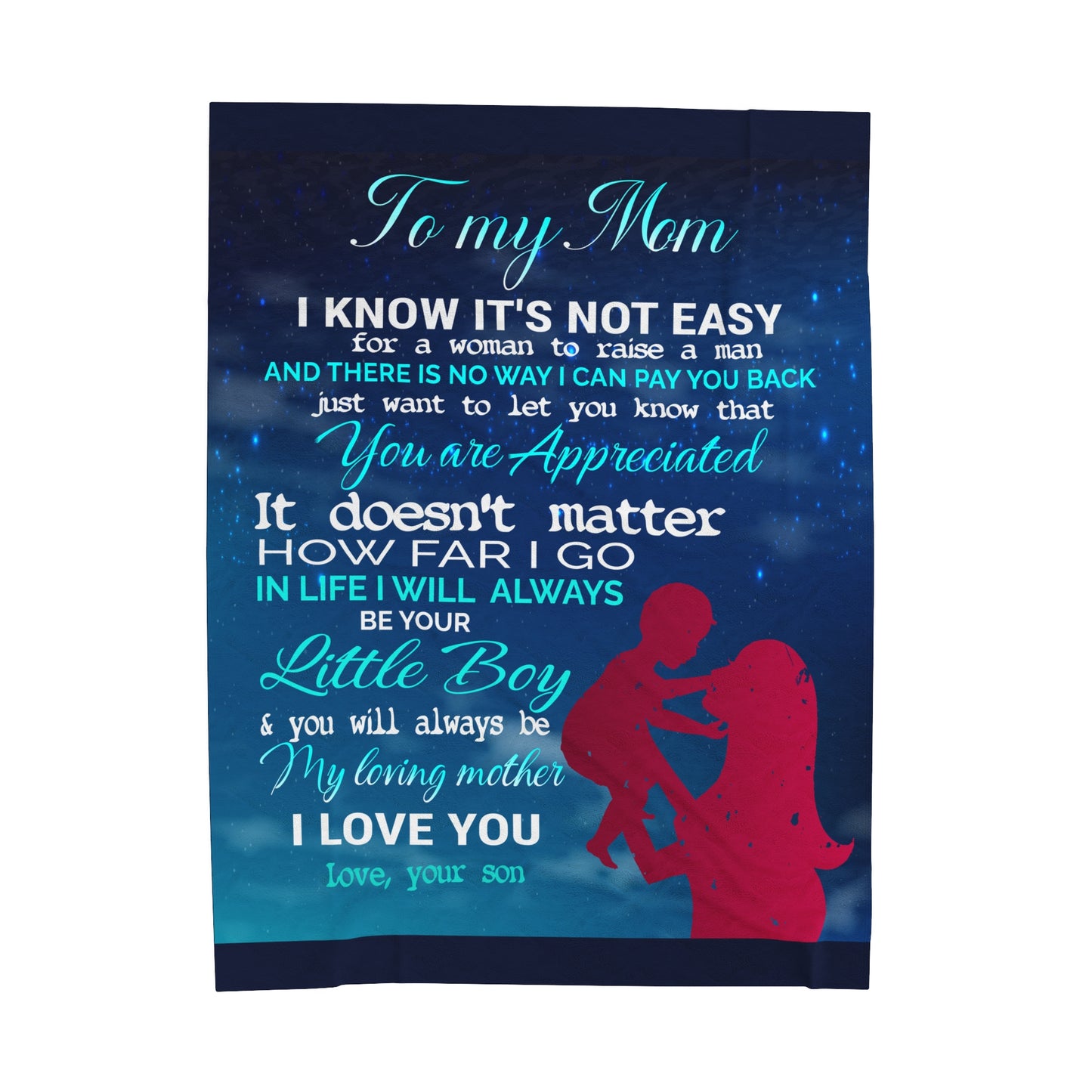 My Mom Velveteen Plush Blanket | Perfect Son Mother Gift | Gift To Mom From Son | 60" X 80"