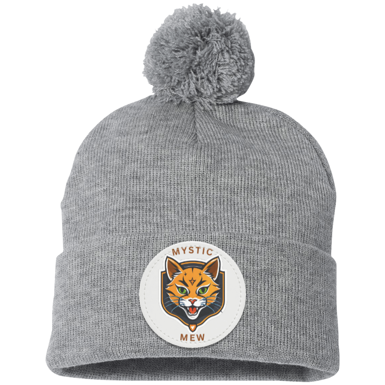 Mystic Mew | Pom Pom Knit Cap | Patch Beanie |