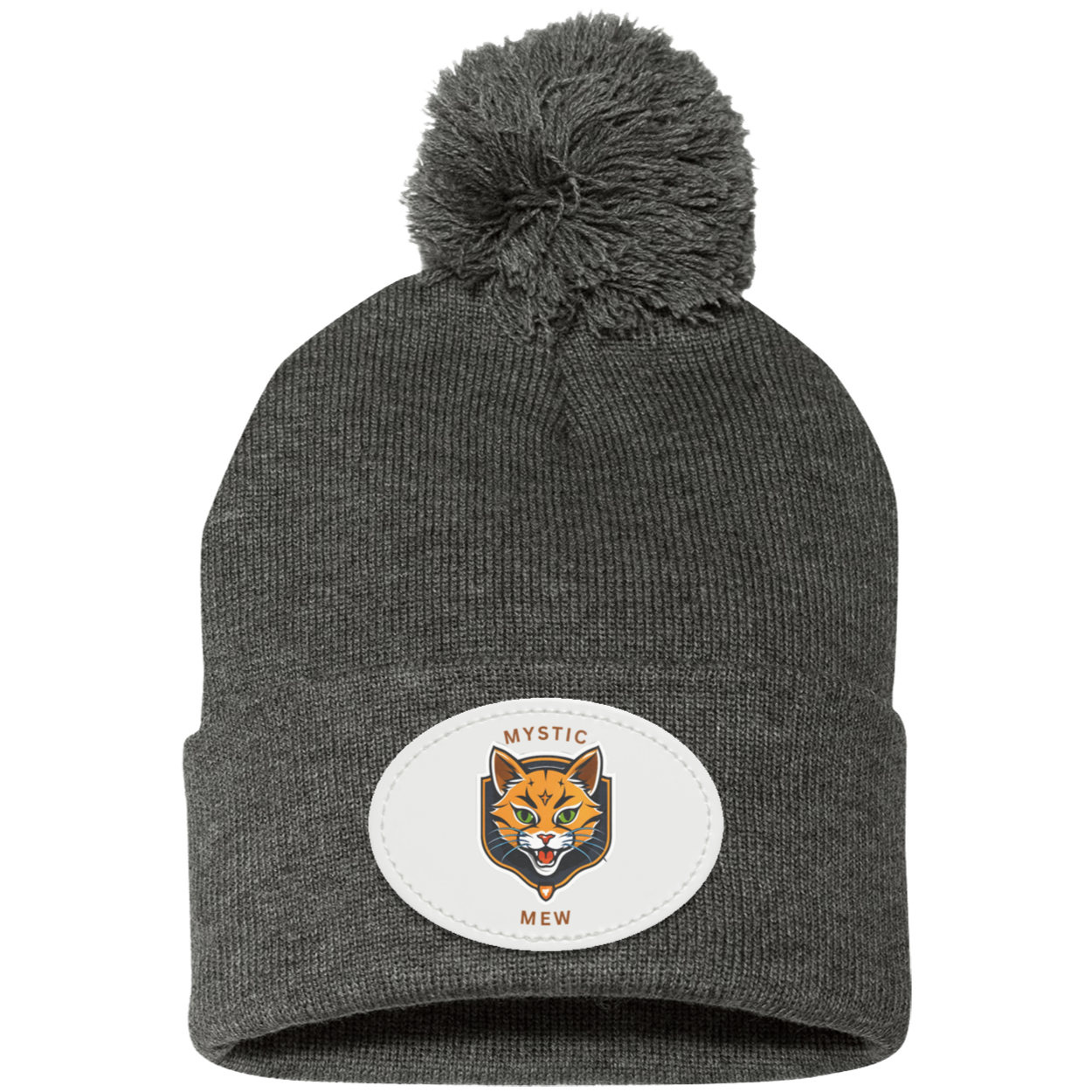 Mystic Mew | Pom Pom Knit Cap | Patch Beanie |