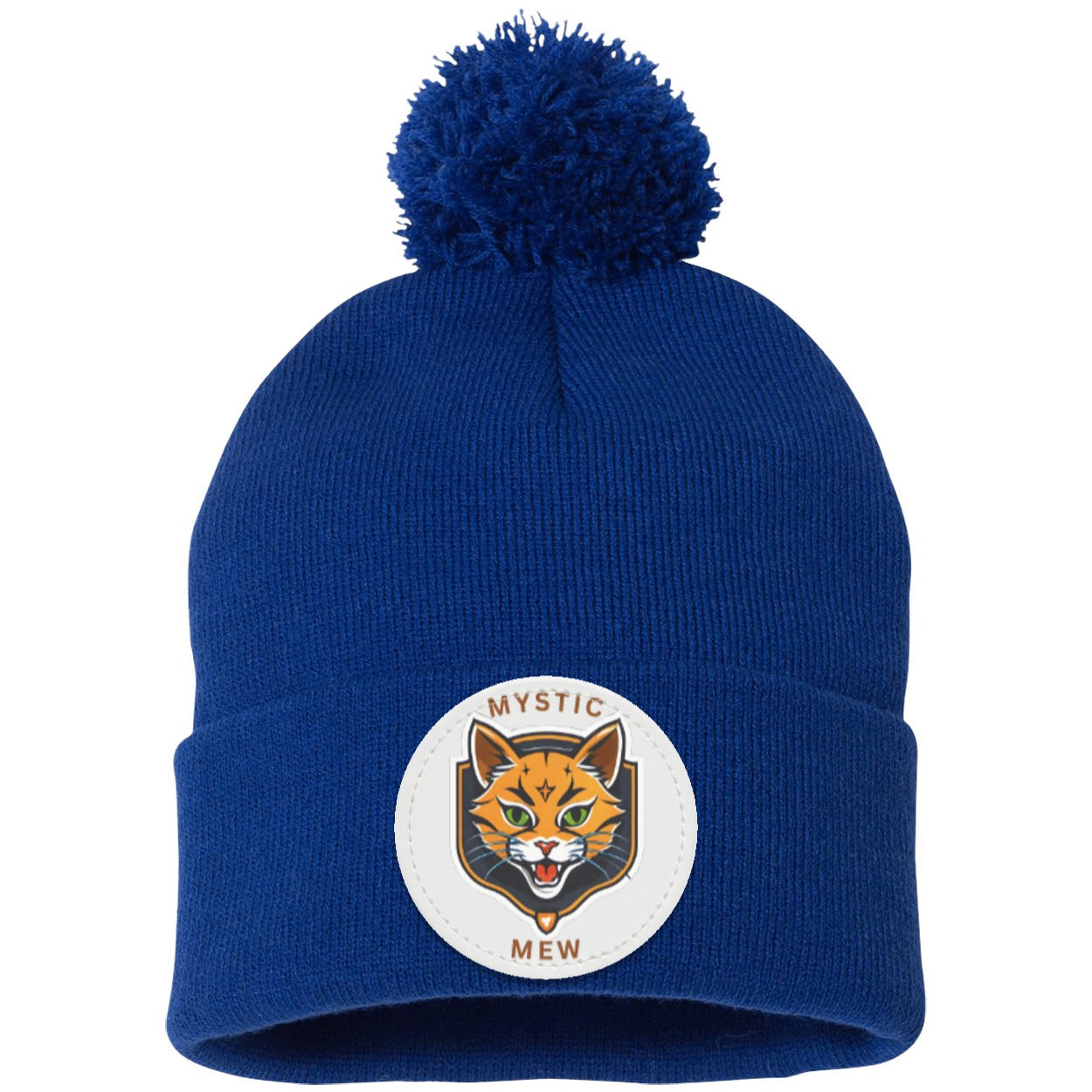 Mystic Mew | Pom Pom Knit Cap | Patch Beanie |