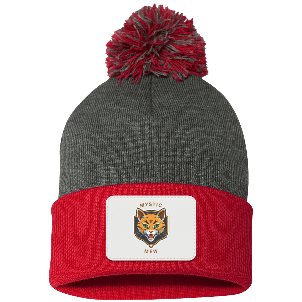 Mystic Mew | Pom Pom Knit Cap | Patch Beanie |