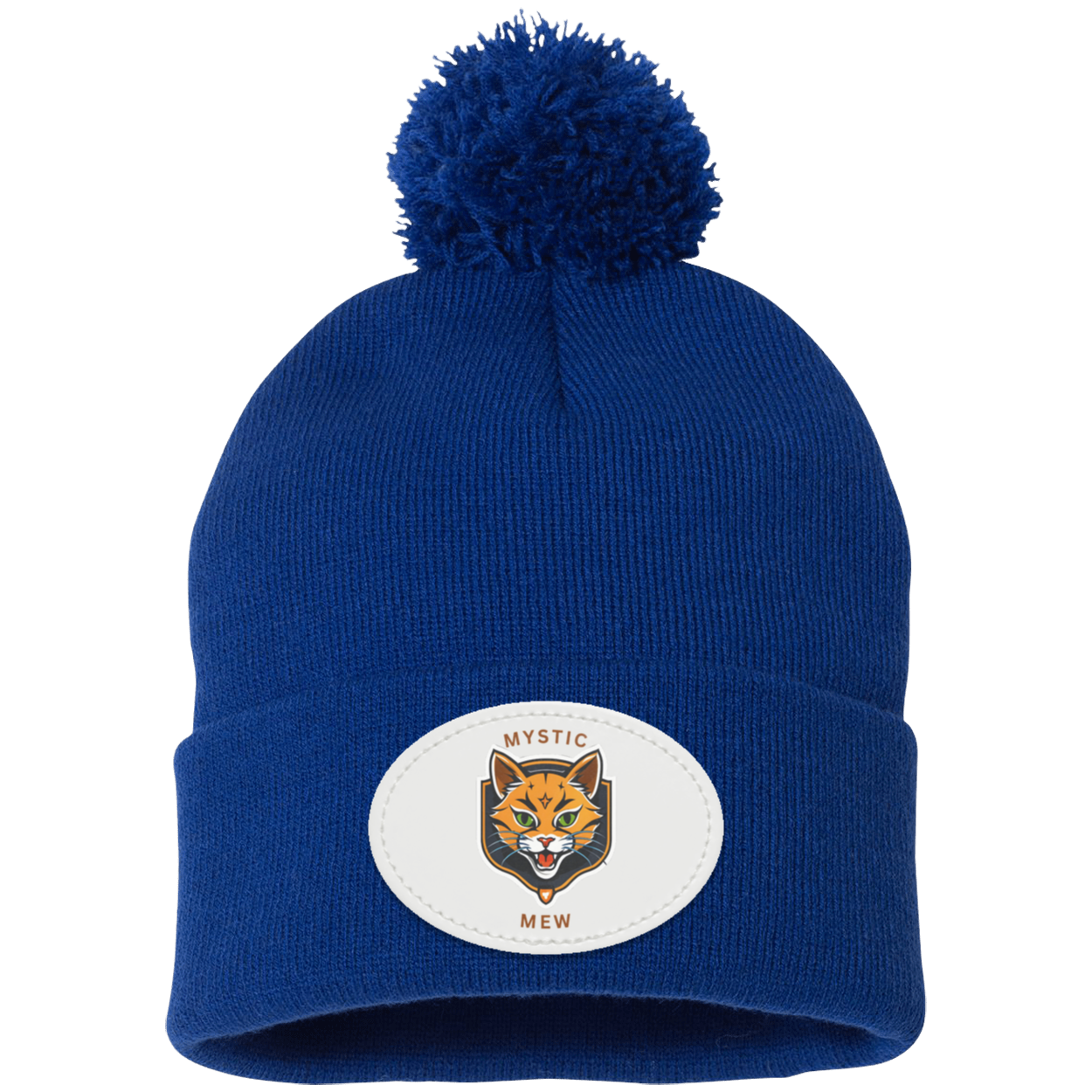 Mystic Mew | Pom Pom Knit Cap | Patch Beanie |