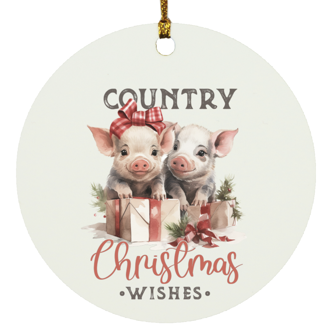 Counrty Christmas Wishes Circle Ornament