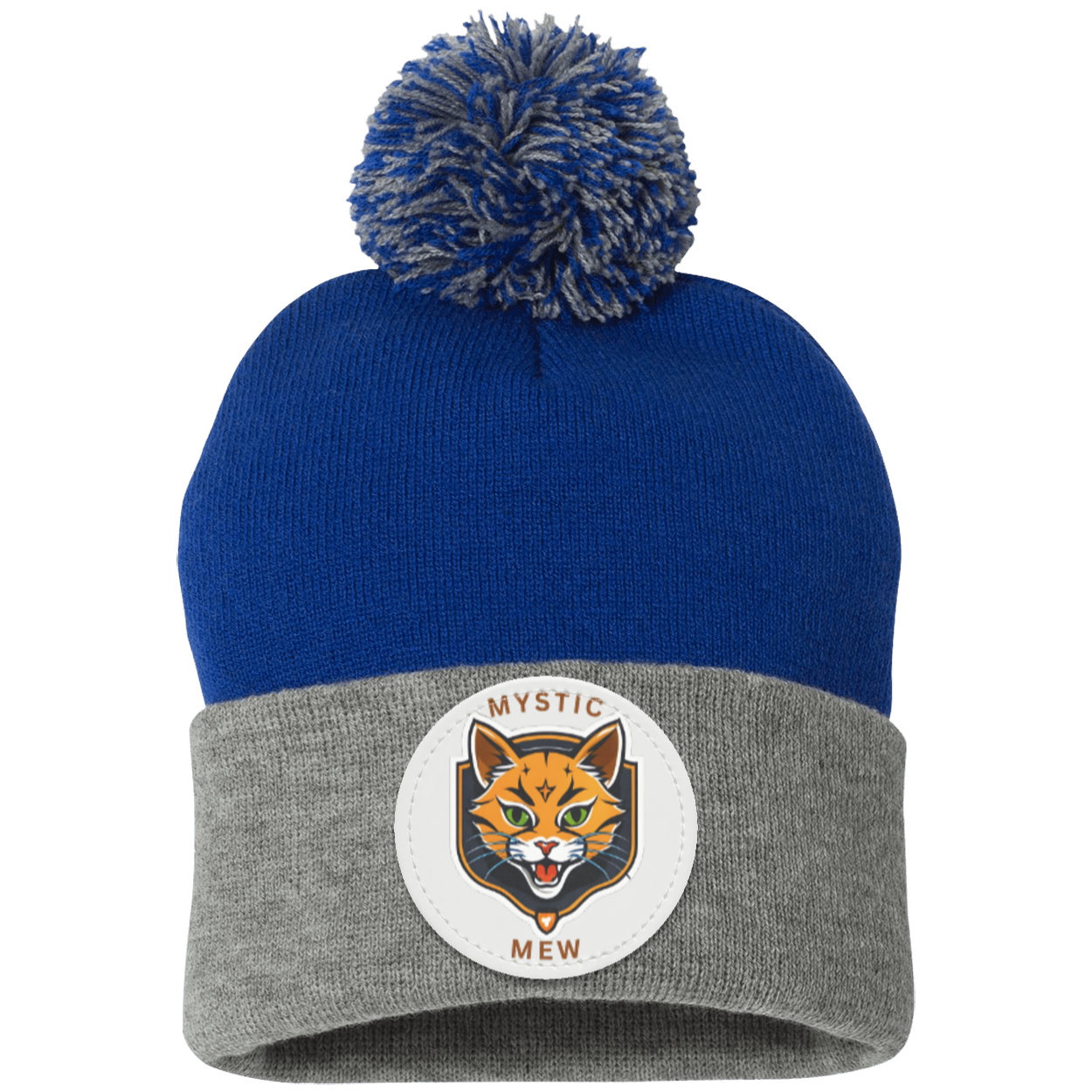Mystic Mew | Pom Pom Knit Cap | Patch Beanie |