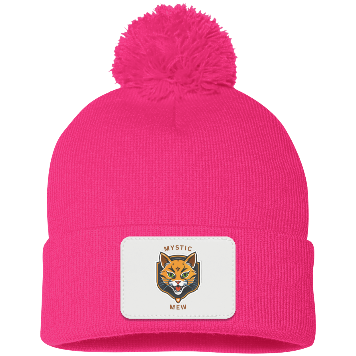 Mystic Mew | Pom Pom Knit Cap | Patch Beanie |