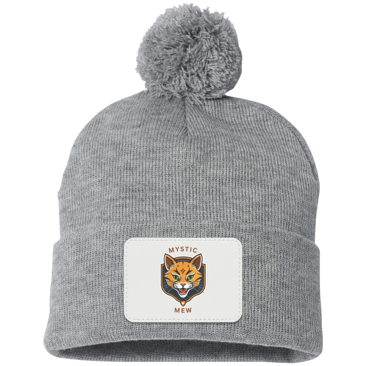 Mystic Mew | Pom Pom Knit Cap | Patch Beanie |