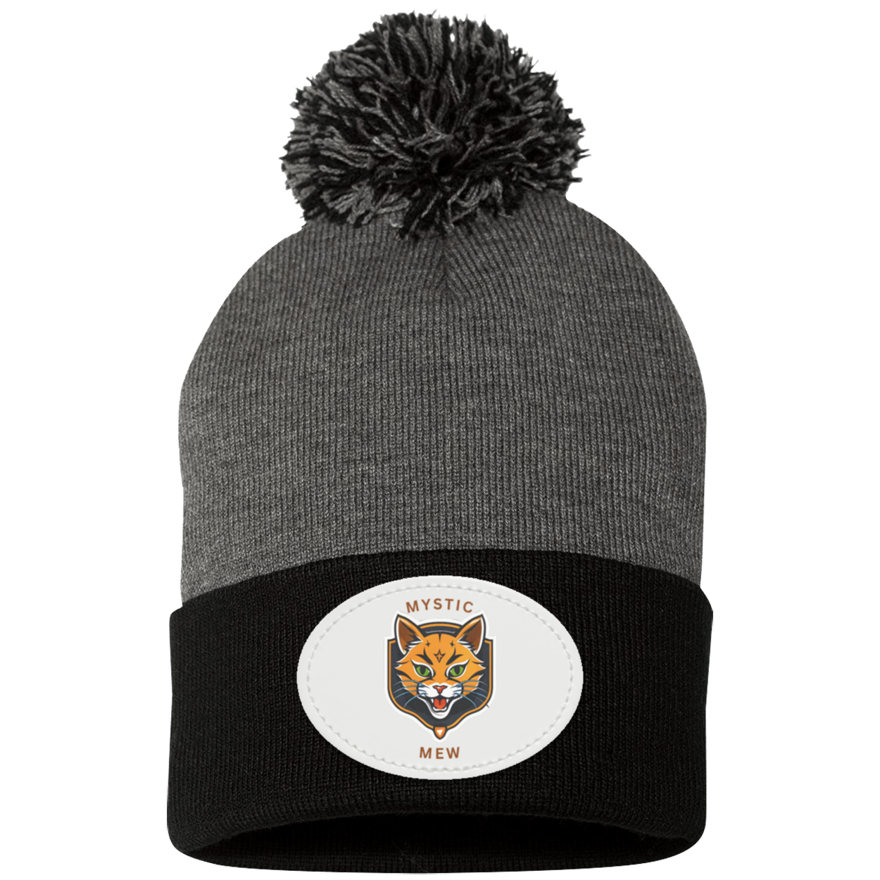 Mystic Mew | Pom Pom Knit Cap | Patch Beanie |