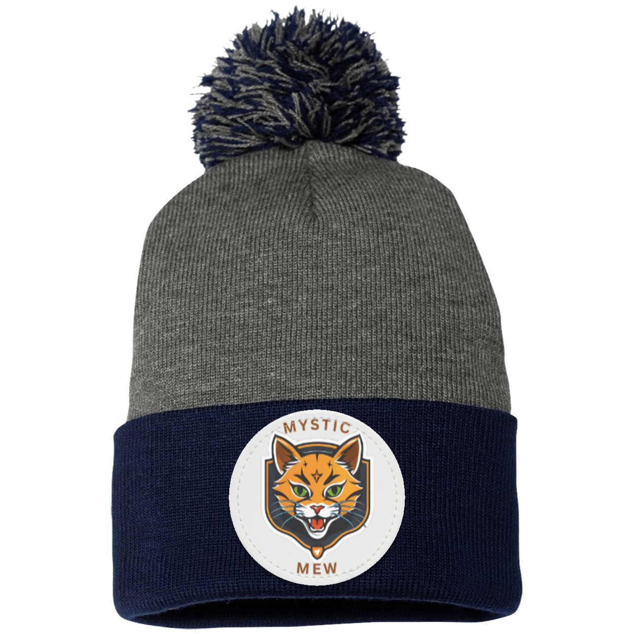Mystic Mew | Pom Pom Knit Cap | Patch Beanie |