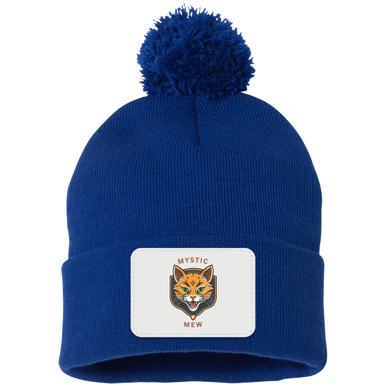 Mystic Mew | Pom Pom Knit Cap | Patch Beanie |
