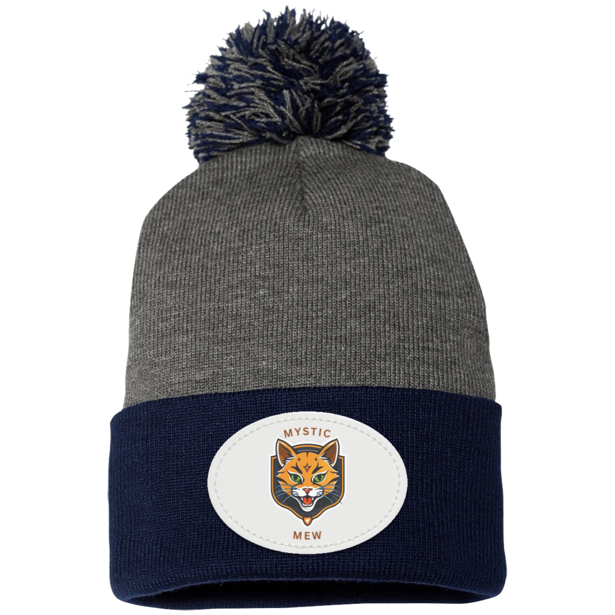 Mystic Mew | Pom Pom Knit Cap | Patch Beanie |