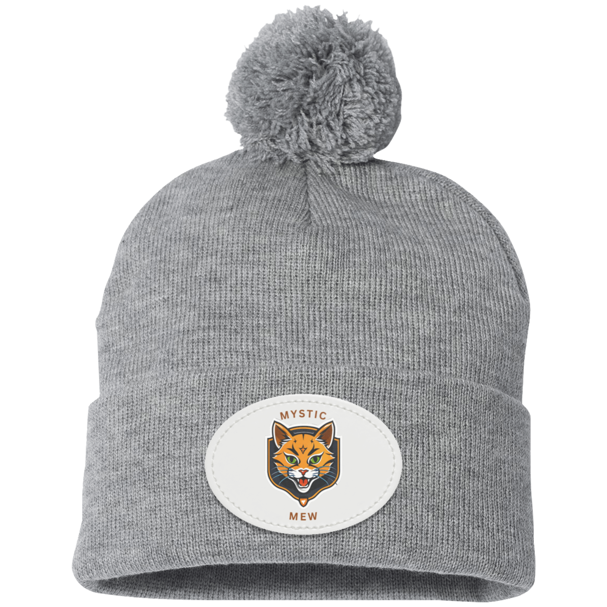 Mystic Mew | Pom Pom Knit Cap | Patch Beanie |