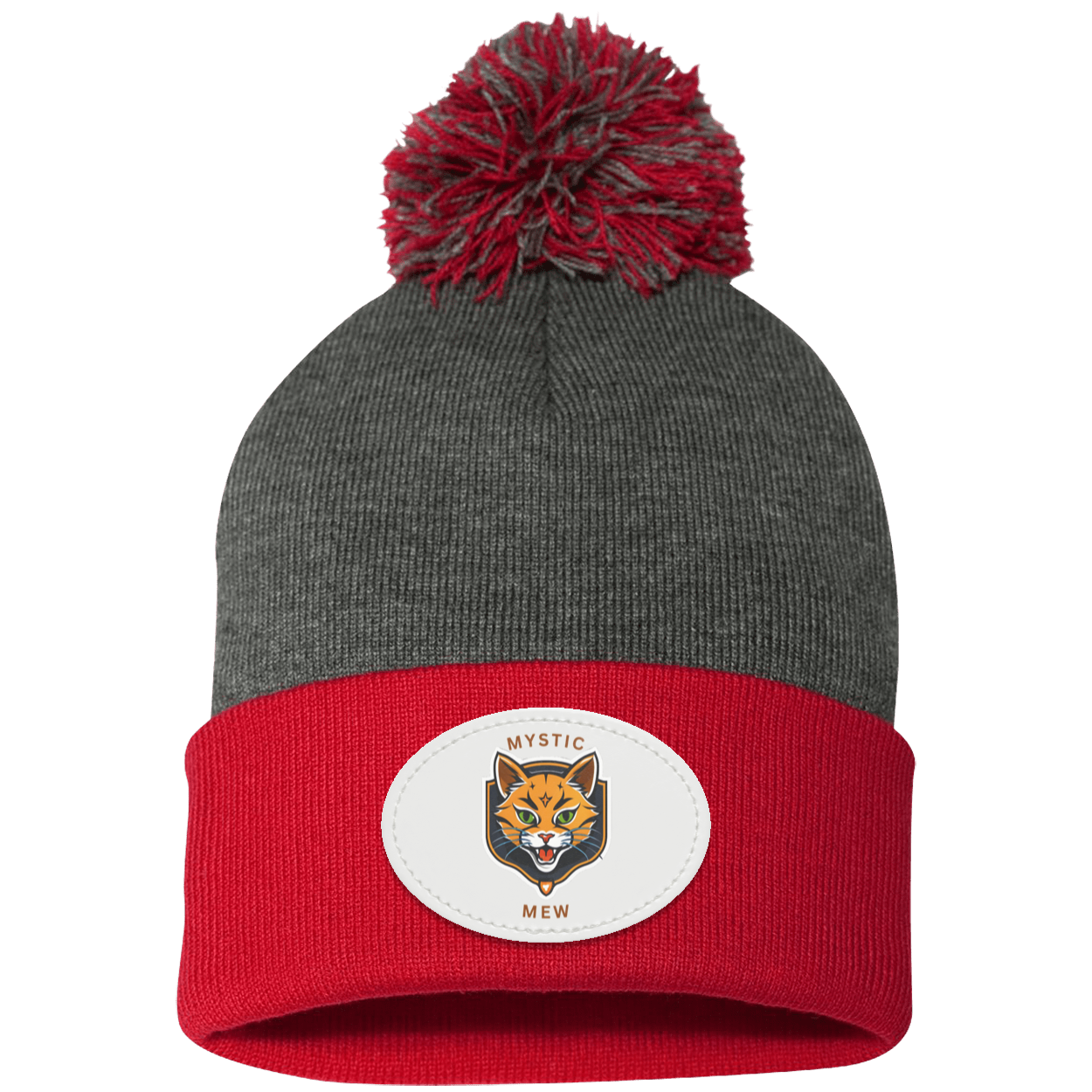 Mystic Mew | Pom Pom Knit Cap | Patch Beanie |