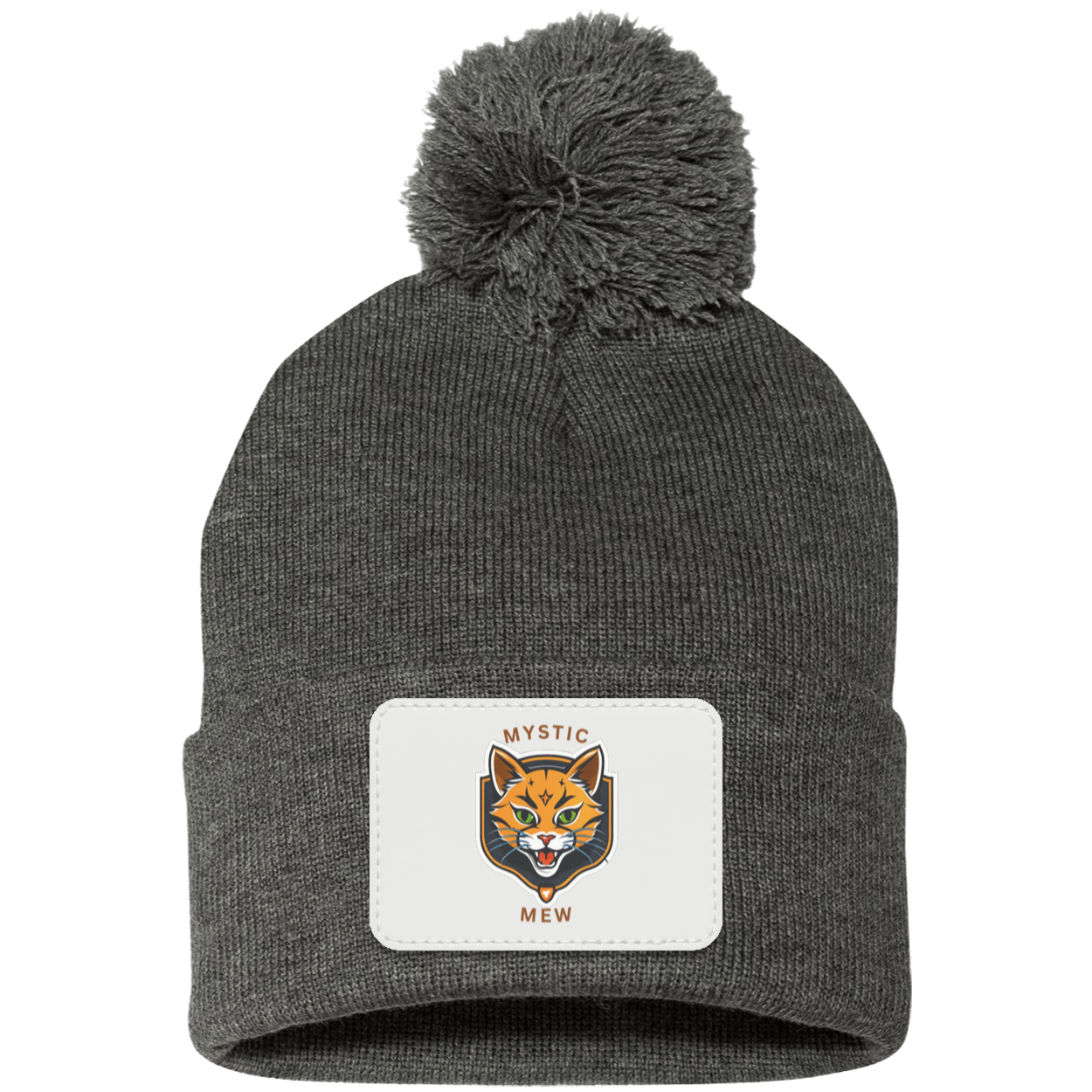 Mystic Mew | Pom Pom Knit Cap | Patch Beanie |