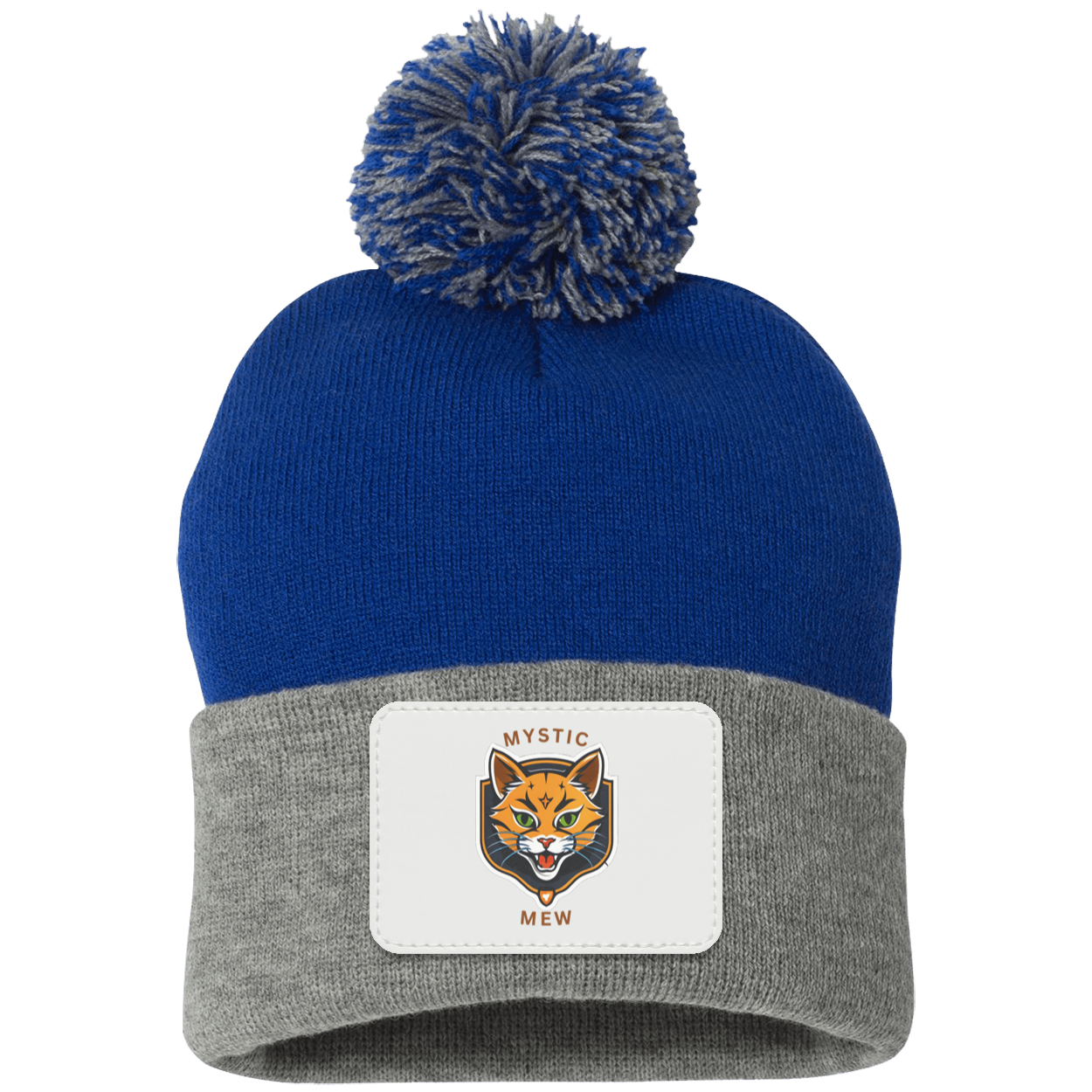 Mystic Mew | Pom Pom Knit Cap | Patch Beanie |