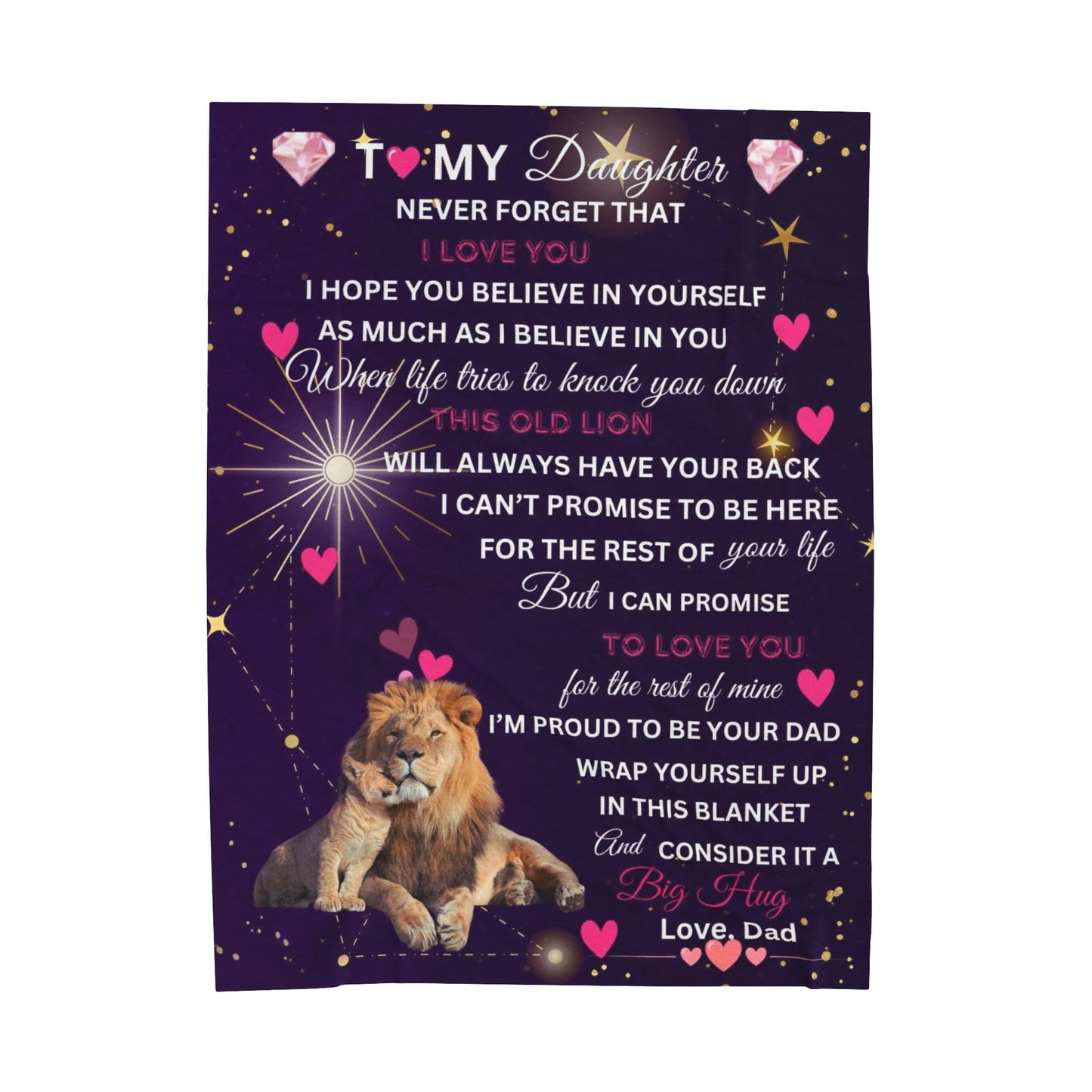 To My Daughter | Velveteen Plush Blanket | 60" x 80"