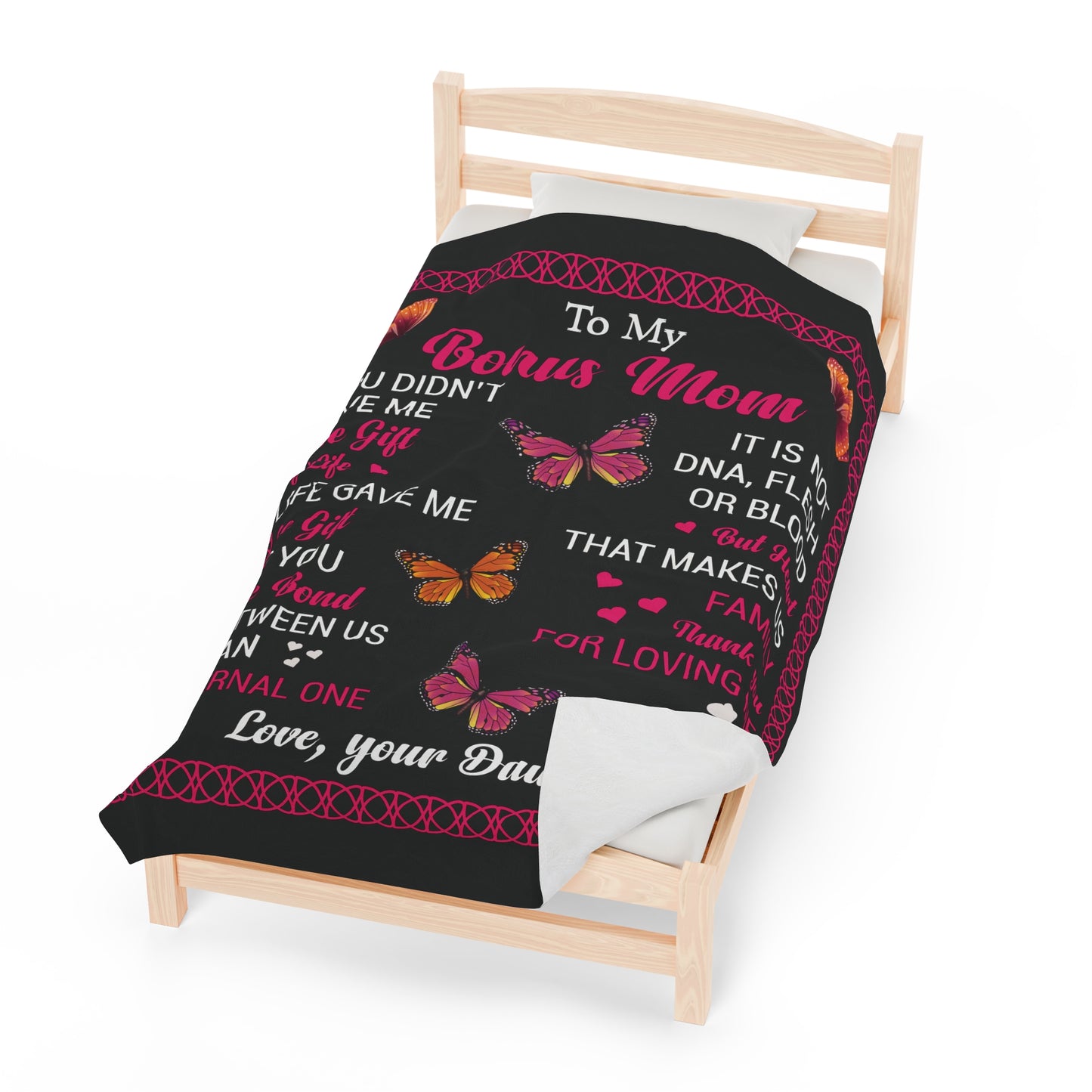 Unique To My Bonus Mom | Velveteen Plush Blanket | Perfect Bonus Mom Gift