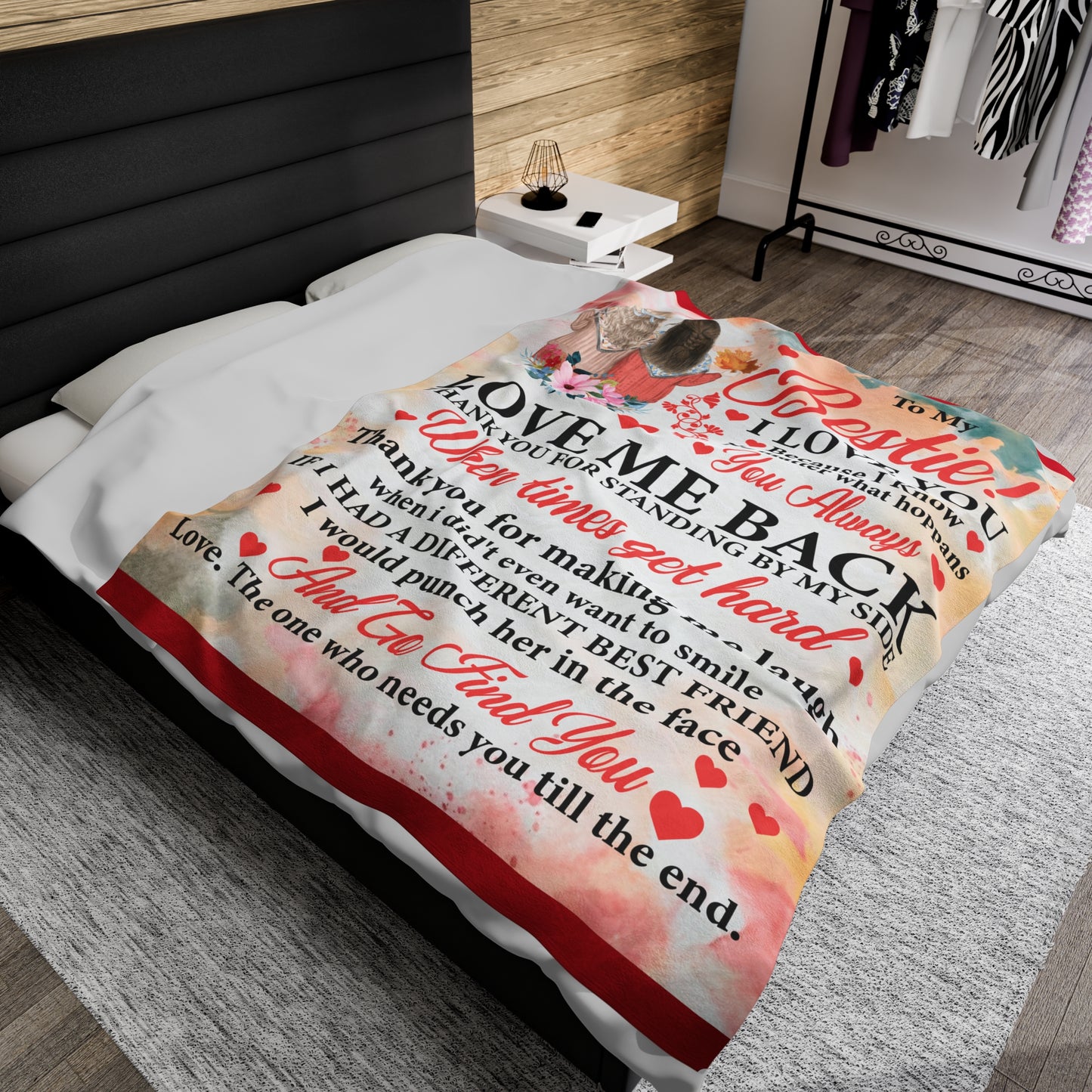 Unique Bestie | Velveteen Plush Blanket | One Of A Kind Gift For Bestie