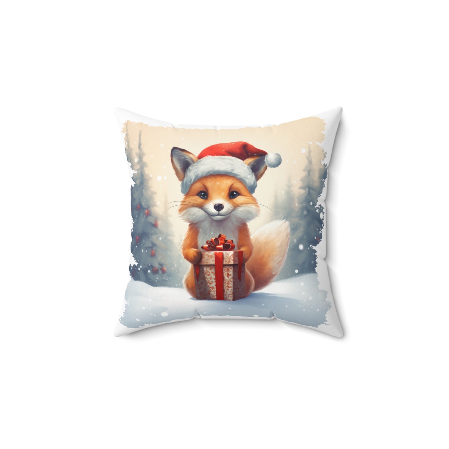 Christmas Fox | Spun Polyester Square Pillow