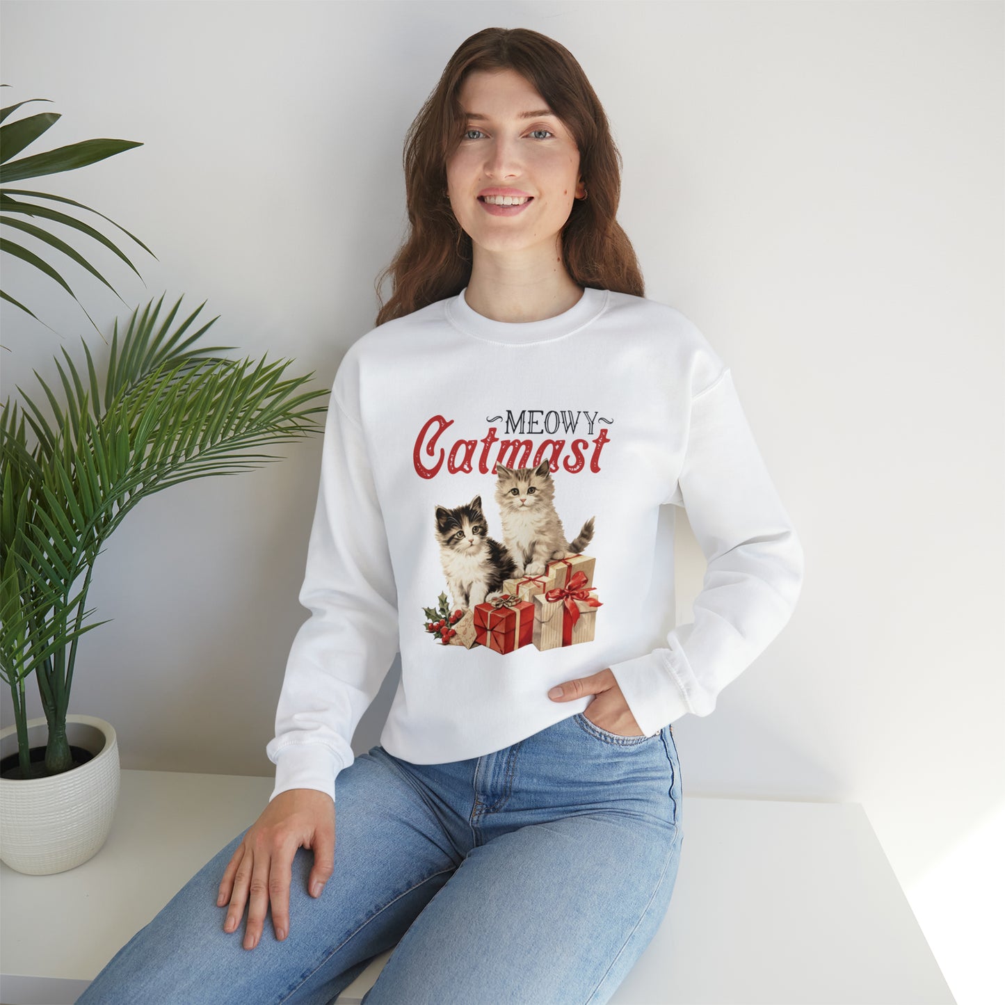 Moewy Catmas Crewneck Sweatshirt | Christmas Favorite Sweatshirt | Unisex Sizing