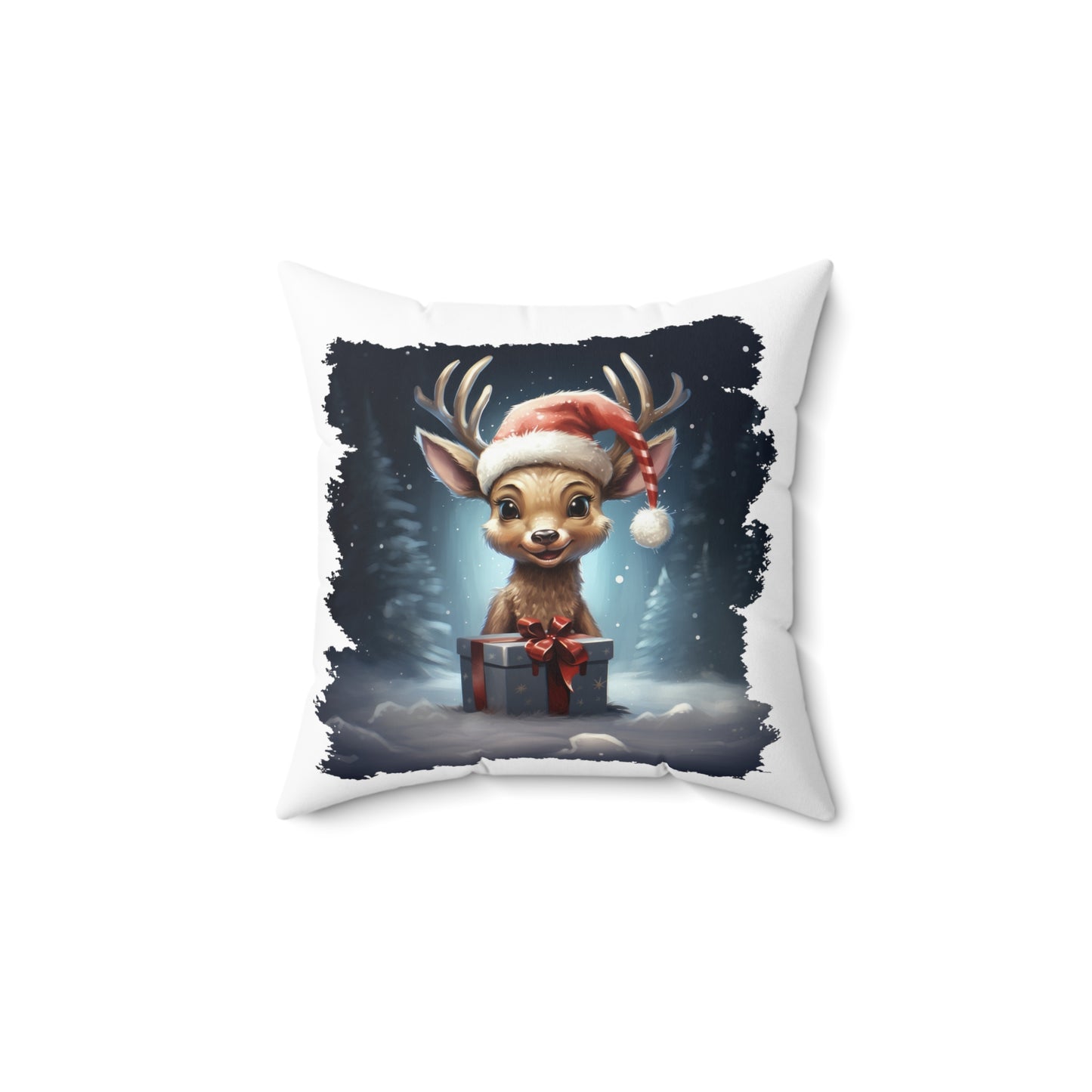 Deer Theme | Spun Polyester Square Pillow | Christmas Decor