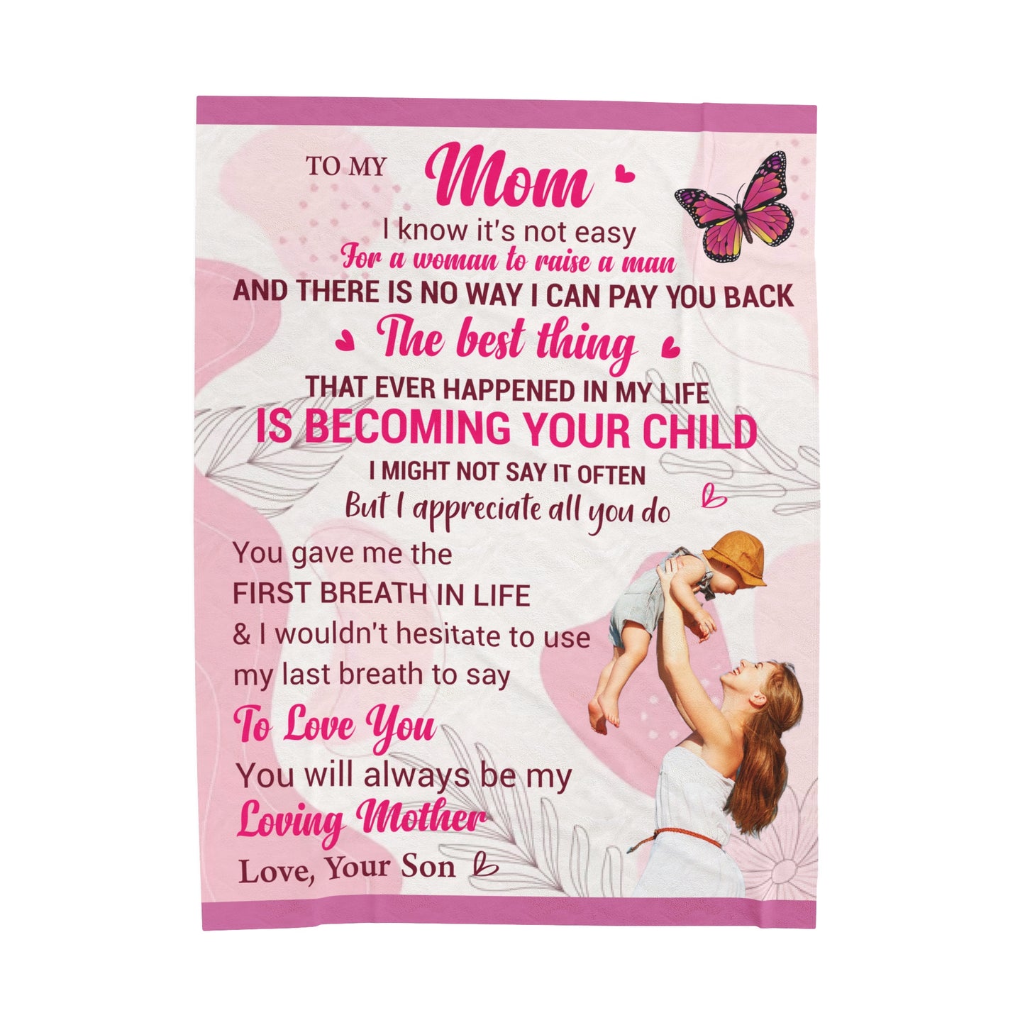 Unique To My Mom From Your Son | Velveteen Plush Blanket | Perfect Mom Gift From Son |