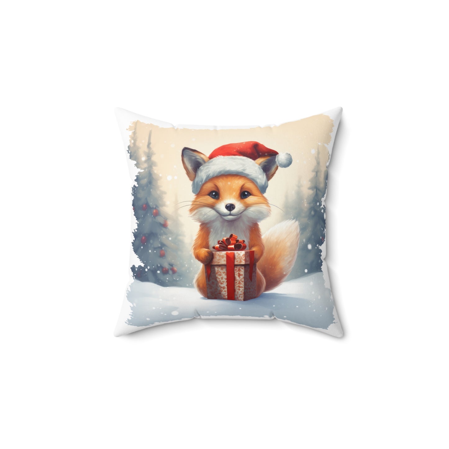 Christmas Fox | Spun Polyester Square Pillow