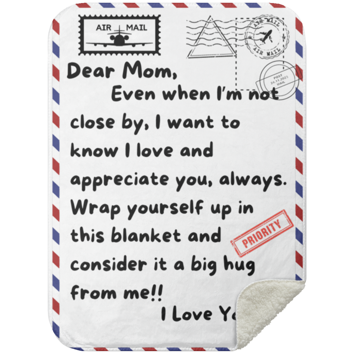 Dear Mom Letter Sherpa Blanket