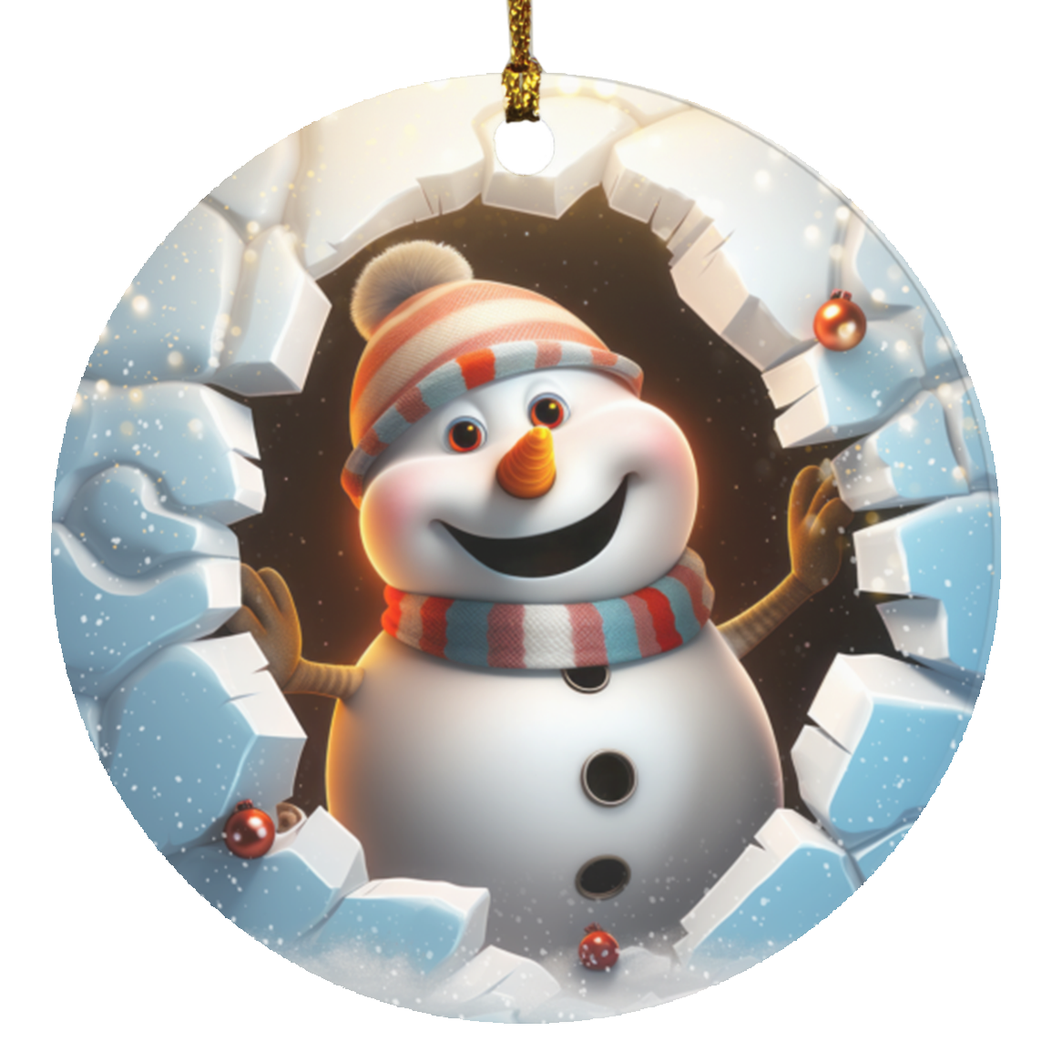 Snowman Christmas Ornament | Circle Ornament